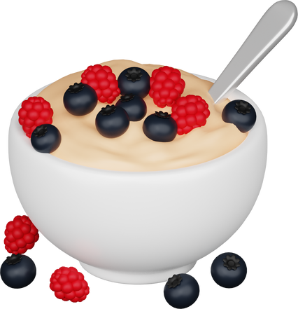 Oatmeal with berries 3d breakfast icon