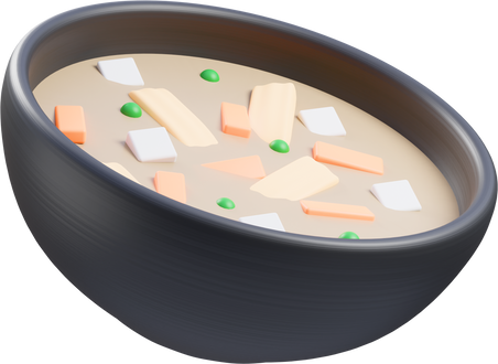 chicken soup 3d food illustration