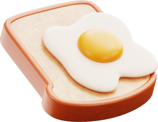 3D Fried Egg Toast Illustration